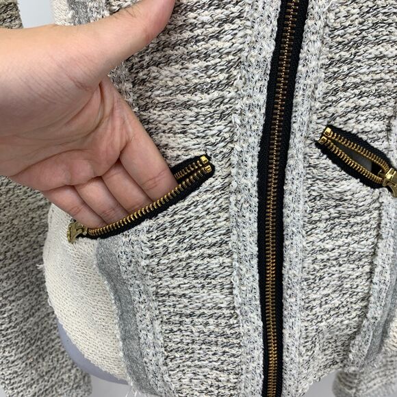 Lucky Lotus Lucky Brand Jacket Womens XS Extra Small Tweed Metallic Zip Up Panel - Picture 4 of 15